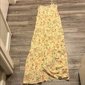 Pink Rose yellow maxi dress NWT
